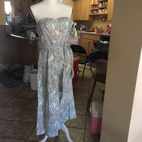 H&M Other - H&M leaf pattern strapless belted jumpsuit nice! 6